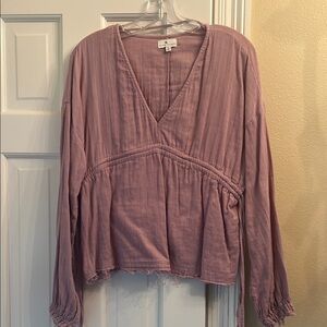 Purple Long Sleeve Wrap Blouse